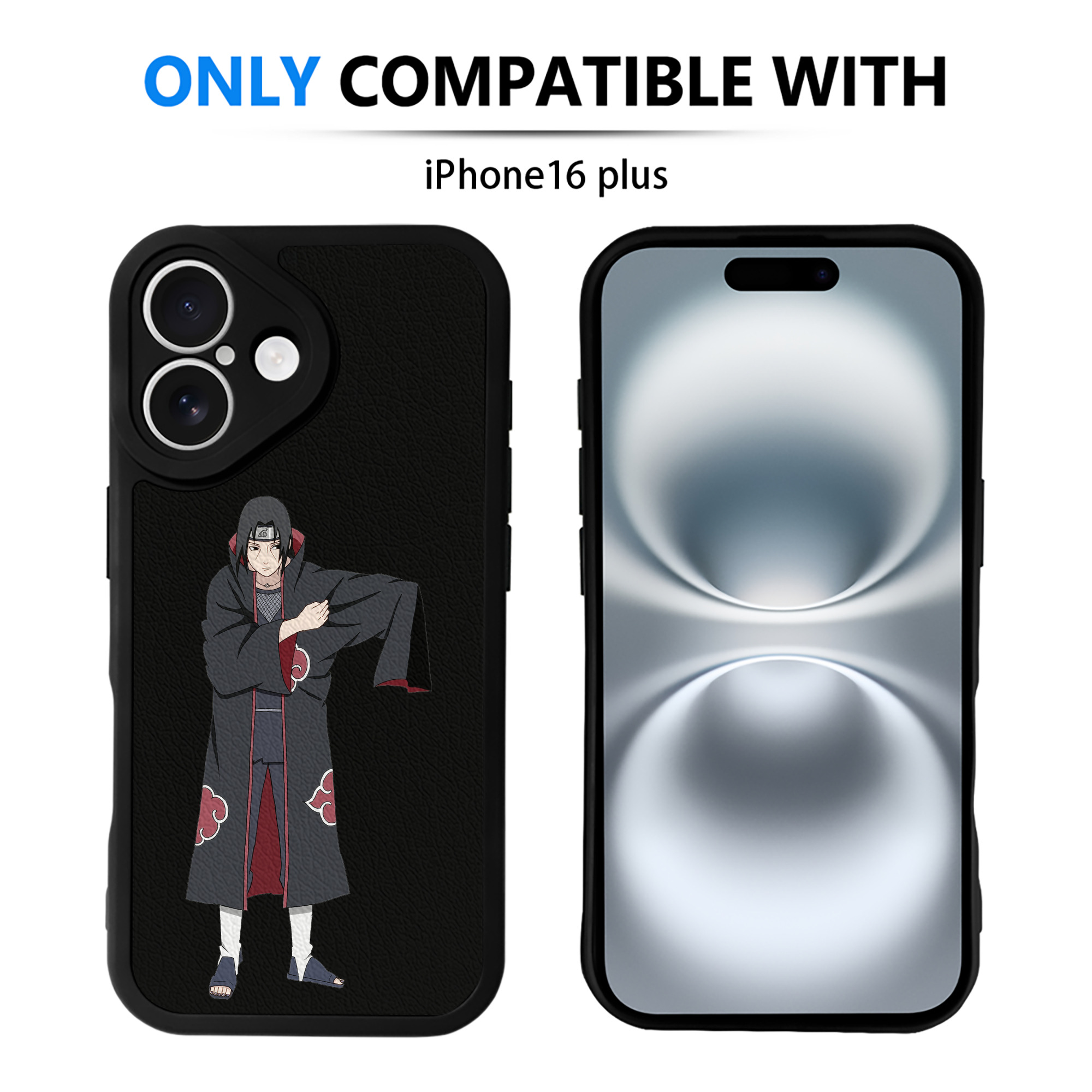 （画像用） NARUTO -ナルト- うちは イタチ Uchiha Itachi 【iPhone 16シリーズ対応】シリコンスマホケース（レザー調） 材質：シリコン